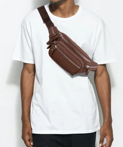 Premium Genuine Leather Fanny Pack Waist Hip Should Bag Men Women - Picture 1 of 12