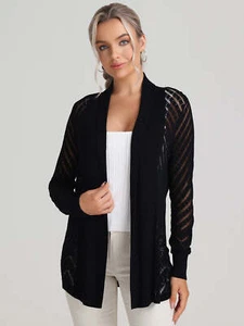 89th + Madison Damen-Cardigan transparent gestreift schwarz – Größe Large BY2CD1013MA - Bild 1 von 5