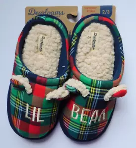 Kinder Hausschuhe Größe 2 3 Lil Bär kariert Dearfoams Memory Foam rutschfest - Bild 1 von 5