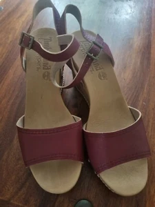 Timberland Earthkeepers sandalo donna rosso intenso in pelle con zeppa taglia UK 6 - Foto 1 di 9