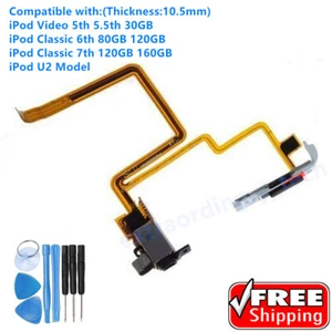 Black Audio Headphone Jack & Switch for iPod Video 30GB Classic 7th 120GB 160GB - Picture 1 of 1