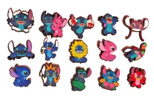 NEW Disney STITCH & ANGEL 14 Pcs Crocs Shoe Charms Jibbitz Kids Croc Girls Boys - Picture 1 of 1