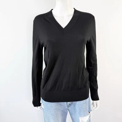 Suéter COS Negro Cuello en V Talla S Manga Larga 100% Lana Informal Preppy Clásico Foto 1 de 4