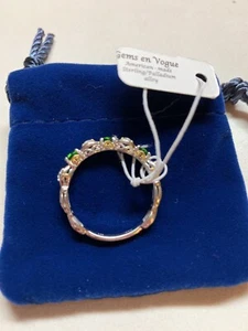 NEW Gems en Vogue Chrome Diopside & White Zircon Half-Band Stack Ring Size 11 - Picture 1 of 3