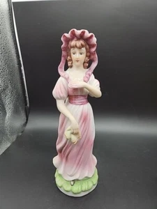 Norleans Porcelain Women In Pink Figurine Hand Painted Vintage - Picture 1 of 6