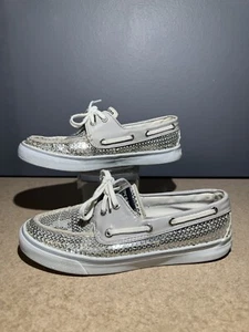 Women’s Sperry Top-Sider Bahama Sequin Boat Shoes Silver Size 7M - Picture 1 of 7