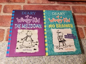 DIARY OF A WIMPY KID - JEFF KINNEY - LOT 2 HARDCOVER BOOKS - MELT DOWN & NO BRAI - Foto 1 di 2