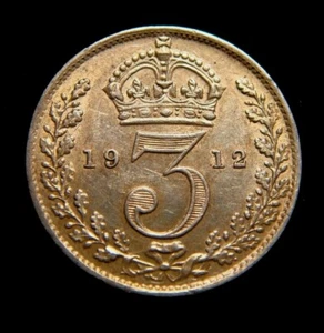 GREAT BRITAIN GEORGE V. 3 PENCE 1912. KM 813. Nice! - Picture 1 of 2