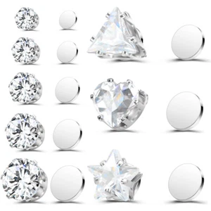 2/5Pcs Stainless Steel Magnetic Ear Stud Earring Set CZ Clip on Earring Jewelry - Picture 1 of 21