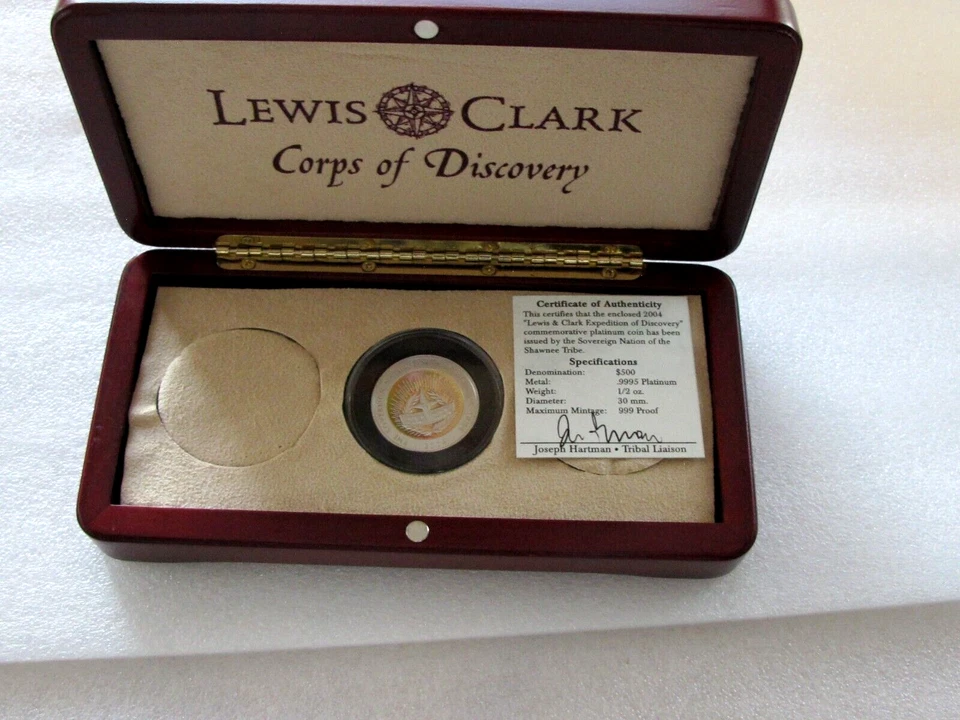 2004 USA PLATINUM COIN SHAWNEE NATION PROOF $500 DOLLARS CAMEO 998 pc - Image 1 of 4