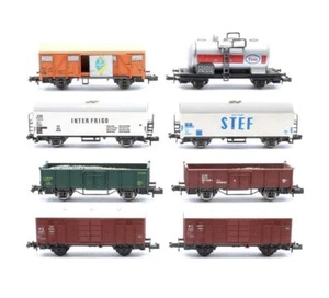 LIMA/ TRIX/ RIVAROSSI 'N' GAUGE RAKE OF 8 ASSORTED FS/ DB/ SNCF/ DS GOODS WAGONS - Picture 1 of 10