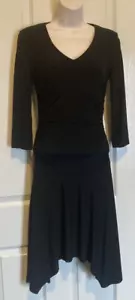 B. DARLIN Women's Black Long Sleeve Dress Size 3/4 Ruched sides - Picture 1 of 6