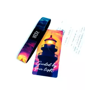 ZOX *GUIDED BY YOUR LIGHT* Silver Single Medium NIP Wristband w/Card LIGHTHOUSE - Picture 1 of 3