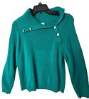 Charter Club Women  Petite Knit Sweater Shawl Collar Snug Fit Teal Hue Color 