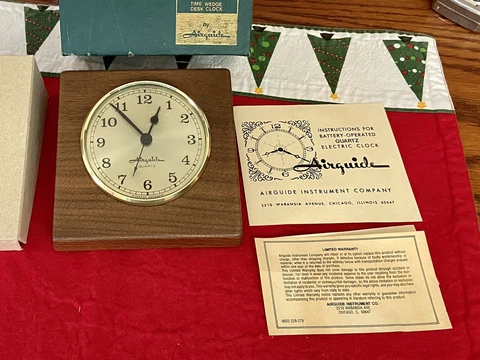 Airguide #1222 Desk Clock & Set In Hardwood w/ Instructions NIB • See Photos! Cover