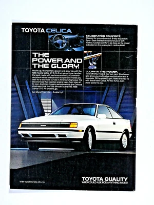 Toyota Celica GT-S 1988 vintage The Power & Glory anuncio impreso original-8,5 x 11" Foto 1 de 4