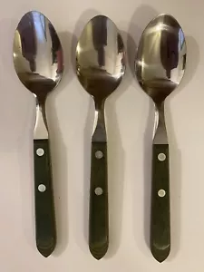 RARE Washington Forge TOWN & COUNTRY Green Wood Set of 3 Soup Spoons Flatware - Picture 1 of 5