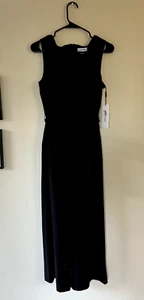 Calvin Klein Womens Black Belted Back Zip Wide Leg Crop Jumpsuit Black Sz 6 NWT - Picture 1 of 5