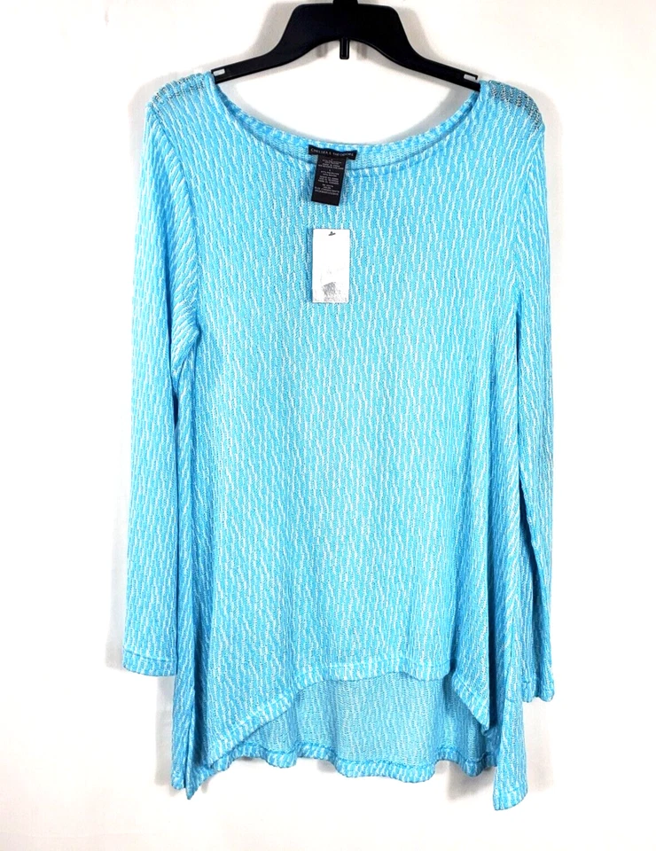 Chelsea & Theodore Blue & White Women's Top Size L (D13)