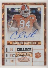 2017 Contenders Draft Picks Cracked Ice Ticket /23 Carlos Watkins Rookie Auto RC