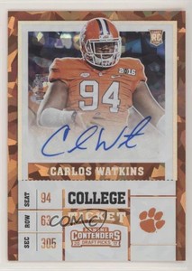 2017 Contenders Draft Picks Cracked Ice Ticket /23 Carlos Watkins Rookie Auto RC