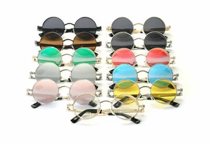 Round Lens Metal Frame Retro Steampunk Sunglasses for Women And Men - Picture 1 of 8