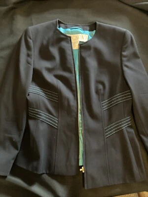 Blazer y falda vintage ESCADA 2 piezas traje de negocios para mujer turquesa y negro” Foto 1 de 4