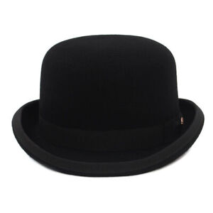 Black Traditional Bowler Hat, Quality Handmade Wool Felt Cotswold Country Hats