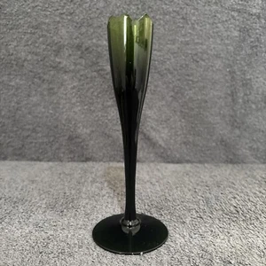 Stunning Unique Green Glass Taper Candle stick holder 7" Tall - Picture 1 of 5