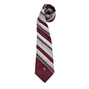Etienne Aigner Tie Burgundy with Contrasting Stripes Pinstripes 56" L 3" W - Picture 1 of 4