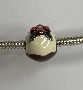 Pandora Charm Christmas Pudding Silver & Mixed Enamel S925 ALE JC1809 - Picture 1 of 3