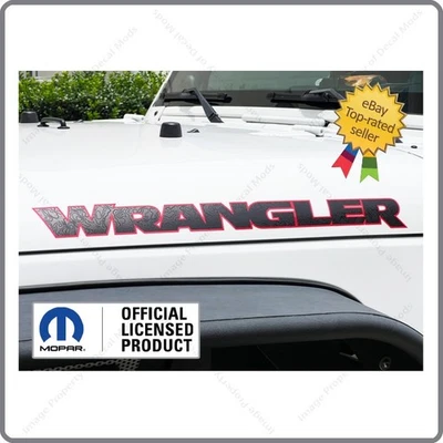 (2x) Jeep WRANGLER JK Hood Decals Stickers 3D Topo Map RED Black UV1A8 - Image 1 of 4