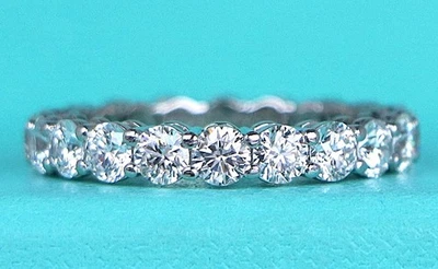 $25,100 Tiffany & Co 3.7mm Forever Platinum 3.18ct Diamond Eternity Band 7.5 - Image 1 of 4