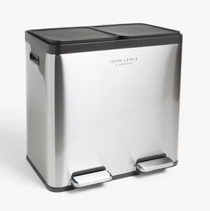 John Lewis 2 Section 60L Recycling Pedal Bin with Handles (Wear/Damaged} B+ - Picture 1 of 18