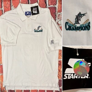 FLORIDA MARLINS WORLD SERIES CHAMPIONS POLO SHIRT XL 1997 STARTER SHORT SLEEVE - Picture 1 of 15