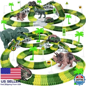 Juego Mundo Dinosaurio 252 Piezas, Pistas de Carreras Flexibles y 2 Coches Dinosaurios, Ideal - Imagen 1 de 7