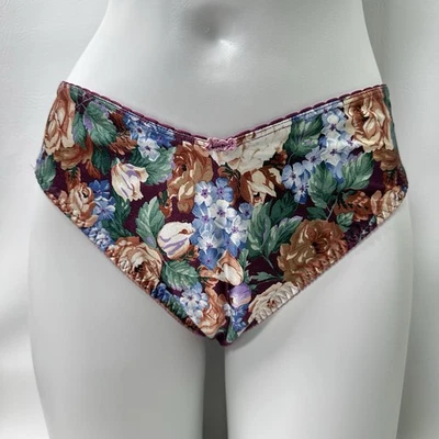 Vintage Christian Dior Floral Hi-Cut Satin Panties Size Large 90s - Image 1 of 4