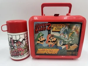 1988 Super Mario Bros 2 Zelda II Link Plastic Lunch Box 🔥With Thermos🔥 Rare - Picture 1 of 17