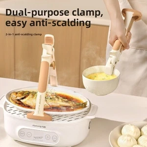 Silicone Handle Dish Gripper Non-Slip Pot Holder Clamp Bowls Tong Microwave - Picture 1 of 12
