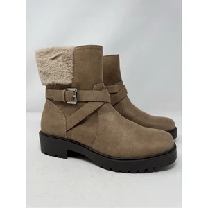 Dolce Vita Oaklyn Faux Leather Boots Light Brown Size 9.5 NWOT Faux Fur Lining - Picture 1 of 7