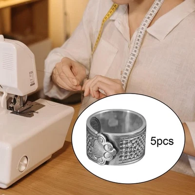 Protector de dedo de dedal de costura ajustable duradero resistente ajustable 5 piezas Foto 1 de 4
