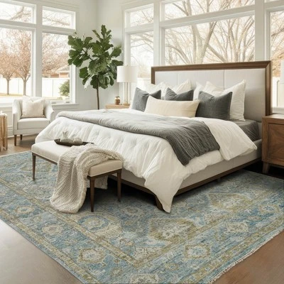 Multi Size LoomBloom Aqua Hand Knotted Traditional Oushak Wool Oriental Area Rug - Image 1 of 4