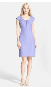 Kate Spade gerafftes Midikleid mit U-Ausschnitt Gr. 10 lila Flügelärmel Karriere Luxus - Bild 1 von 9