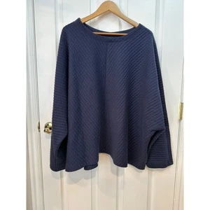 A New Day Navy Blue Quilted Sweatshirt Long Sleeve Boxy Pullover Women’s 4X - Picture 1 of 4