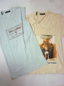 Dolce Gabbana 2Piece Set TShirts Ivory/Blue Damage加工 Used - Picture 1 of 11