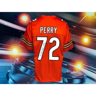 WILLIAM "FRIDGE" PERRY AUTOGRAPHED CUSTOM CHIGACO BEARS ORANGE JERSEY COA JSA - Image 1 of 2