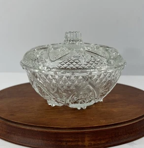 Blumenfrosch Vintage gepresst KIG Malaysia Glas Herz Rose Design Schale mit Deckel Unikat - Bild 1 von 7