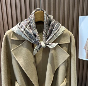 70%Cashmere 30% Silk 2 Face cashew Print Bandana Neckerchief Shawl 26'' Scarf  - Picture 1 of 4