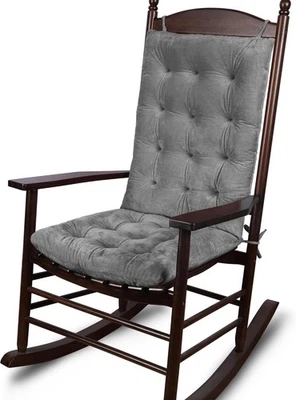 Juego de cojines para mecedora grande de 2 piezas - respaldo alto &amp; asiento, acolchado, con lazos Foto 1 de 4