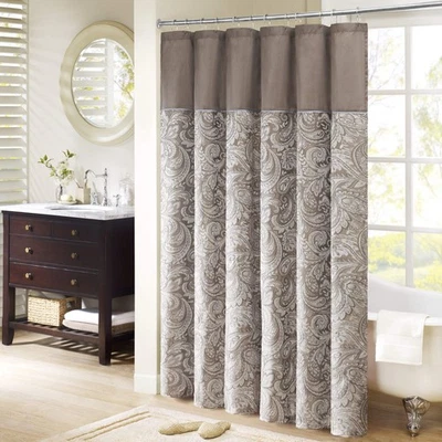 Aubrey Design Stripe Top Modern Shower Curtain, Jacquard Traditional Shower C... - Image 1 of 4